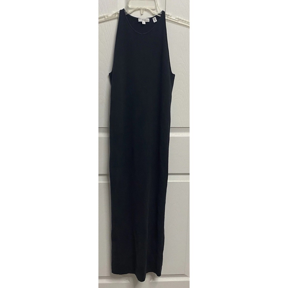 A.L.C. Women Halter Straight Maxi Dress Stretch Knit Sleeveless Charcoal Gray XS
